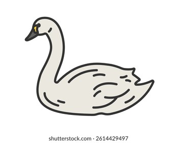 Illustration of a swan (color line drawing).