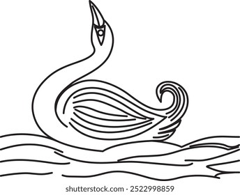illustration of a Swan line art tattoo 