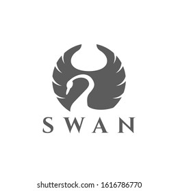 illustration of swan logo design vector illustration template