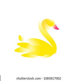 Illustration of a swan for a logo. Vector illustration. An image of a swan for a beauty salon, a shop. Golden swan, a trademark, a brand of the company's symbol. Illustration on white background.