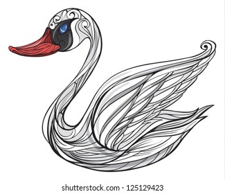 Illustration swan white background