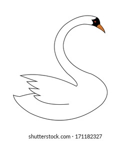 Illustration of a swan on a white background