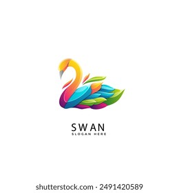 illustration of a swan with a vector design type that uses full color