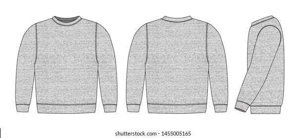 
Illustration Of Sweat Shirt ( Heather Gray )  / Front,back,side