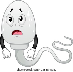 Ilustración de una mascota de esperma sudoroso que se siente caliente