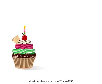 Illustration of sweet baked vector isolated  cupcakes set