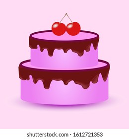 Illustration of a sweet cake with cherry.
