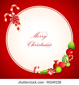 illustration of sweet candy on christmas card