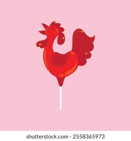illustration of sweet candy in the shape of a rooster