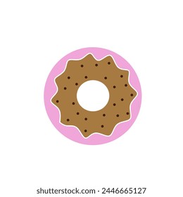 Illustration of a sweet cartoon strawberry donut. 
Vector illustration of a sweet cartoon strawberry donut isolated on a white background. 
