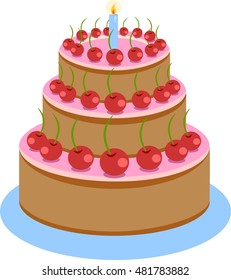 Illustration of Sweet Chocolate Birthday Cake