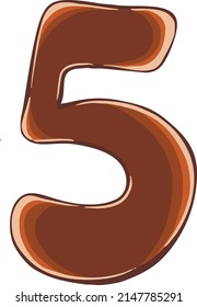 Illustration sweet chocolate number five. Vector illustration