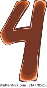 Illustration sweet chocolate number four. Vector illustration