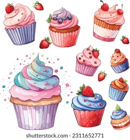 Illustration of Sweet Cupcake Sweet vector collection and clipart design