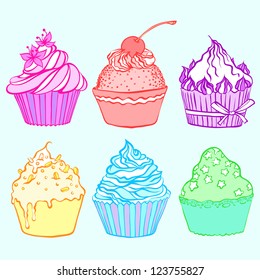 illustration of sweet cupcakes