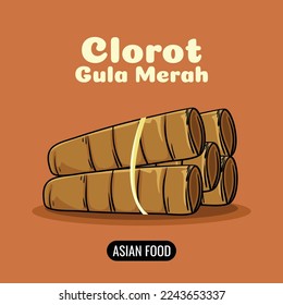 illustration of sweet food packaging clorot coconut leaves rolled up. asian food premium vector.