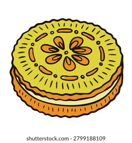 Illustration of a sweet fruit cookie biscuit with an appealing and appetizing design