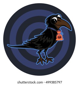 illustration with sweet raven for halloween