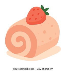 Ilustração de um rolo doce com morangos em um fundo branco