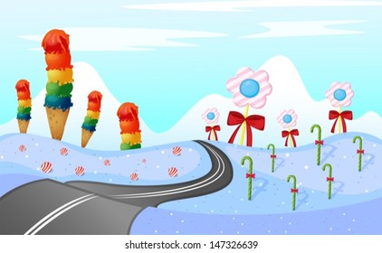 Illustration of the sweets along the road 