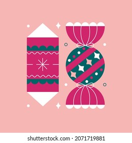 Illustration of sweets, with a bright pattern in a flat geometric style.