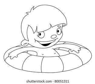 illustration of a swimmer boy outlined