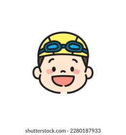 Illustration of Swimming Boy Face Icon