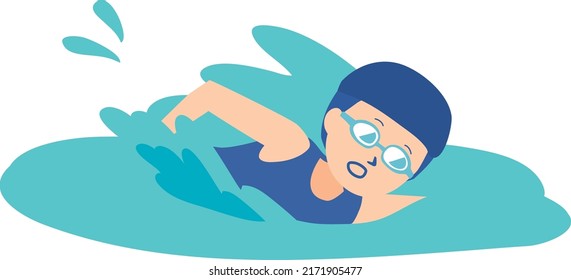 Illustration Of A Swimming Girl , Swim Team