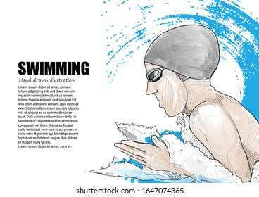 illustration of swimming on design background. sport background.