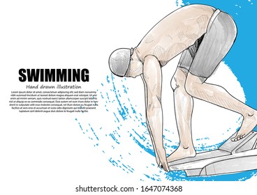 illustration of swimming on design background. sport background.