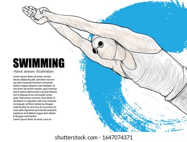 illustration of swimming on design background. sport background.