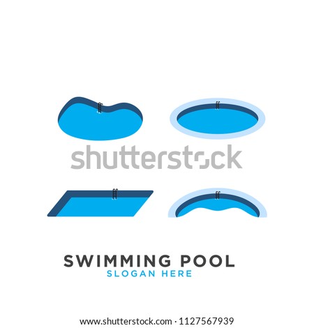 Illustration of swimming pool logo template vector
