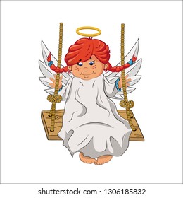 Illustration of swinging little angel