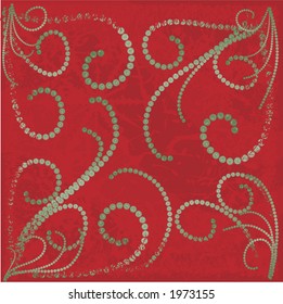 Illustration of swirling pearls in a twisting snowflake background. File contains no gradients.