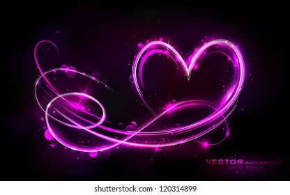 Illustration Of Swirly Glowing Heart On Abstract Background