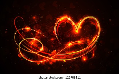 Illustration Of Swirly Glowing Heart On Abstract Background