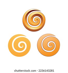 Illustration of Swirly Round Orange Shapes isolated on a White Background