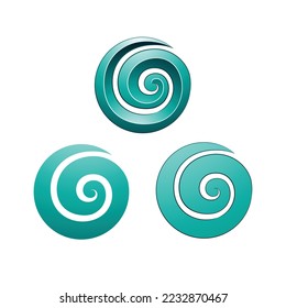 Illustration of Swirly Round Persian Green Shapes isolated on a White Background