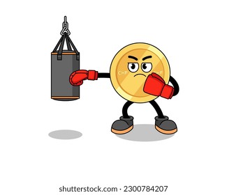 Illustration of swiss franc boxer , character design