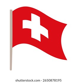 Illustration of Swiss National Day, bunting garland with swiss pennants, red and white, national holiday of Switzerland, string of triangular flags, vector decorative element vector.

