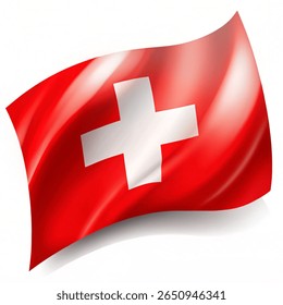 Illustration of Swiss National Day, bunting garland with swiss pennants, red and white, national holiday of Switzerland, string of triangular flags, vector decorative element vector.

