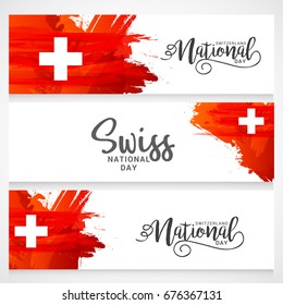 Illustration of Switzerland National Day Header Or Banner Background.