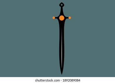 ilustración de la espada en negro y naranja