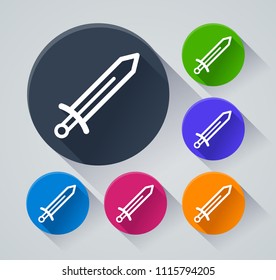 Illustration of sword circle icons with shadow