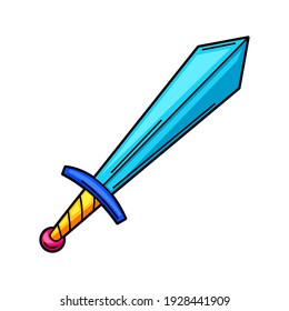 Illustration of sword. Gaming creative illustration. Trendy symbol in modern cartoon style.