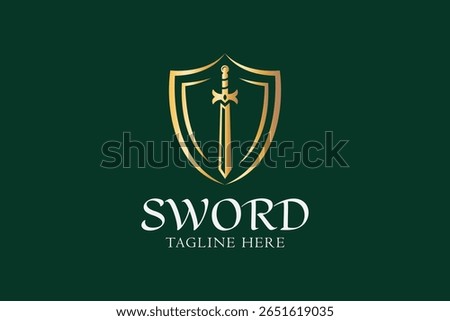 Illustration of Sword and Shield Elegant Gold Logo