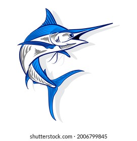 Illustration of Swordfish for logo and branding element monochrome