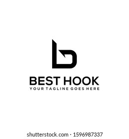 Illustration of the symbol B which is made to resemble a sharp hook logo design