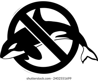 illustration of symbol of ban orca whale vector icon isolated on white background