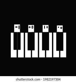 illustration of symbol of character icons aligned on black background